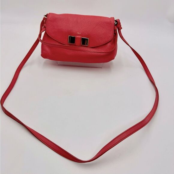 Auth Chloe Small Pink Leather Bow 2way Crossbody Bag Preloved Purse - Picture 6 of 12